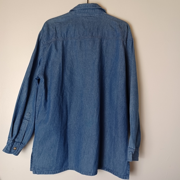 90s LasOlas Western Cowgirl Boot Denim Long Sleeve Shirt Womens Size L (14-16) - Picture 4 of 7